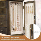 Emfogo Jewelry Box for Women, 5 Layer Large Wood Jewelry Boxes & Organizers for Necklaces Earrings Rings Bracelets, Rustic Je