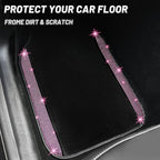 NBTEPEM Pink Bling Car Floor Mats Full Set, Universal Fit Most Cars,SUV, Trucks, 4 pcs Sparkle Glitter Diamond Carpet for Women Girls with Anti-Slip Pad (Pink Diamond)