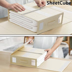 SheetCube Bed Sheet Organizers and Storage 6 Pack, Foldable Linen Closet Organizer with Window and Label, Bedding Folder Stor