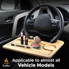 EcoNour 2 in 1 Car Steering Wheel Desk | Lap Desk for Convenient Working | Bamboo Trays for Eating | Interior Accessories for Truck Drivers | Lightweight Wooden Tray with Easy Storage