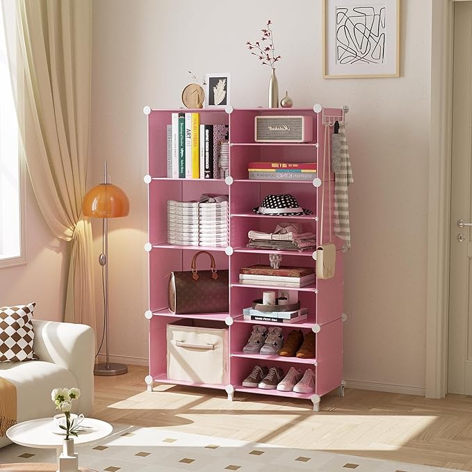 AWTATOS Closet Organizer 8 Cube Storage Shelves Clothes Organizers Closet Storage Stackable Cubby Shelving for Closet Bedroom