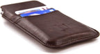 Dockem Provincial Wallet Sleeve for iPhone SE 2/3, 12/13 Mini, 8, 7, 6, 6S (5.4/4.7 inch) – Vintage Vegan Leather Pouch Cover with 2 Card Holder Slots [Brown]