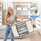 Budding Joy 90 L Large Storage Bags, 10 Pack Clothes Storage Bins Foldable Closet Organizers Storage Containers with Reinforc