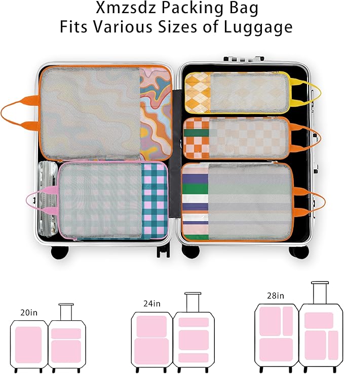 7 Pcs Compression Packing Cubes for Travel Luggage, Lightweight Suitcase Organizer Bags Set, Compression Packaging Cube for T