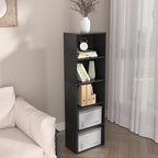 Wooden 5 Cube Storage Organizer, Black 5 Tier Bookcase Bookshelf Freestanding Storage Display Organizer, Versatile Cubes Open