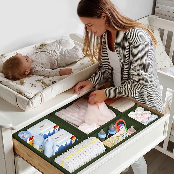DIMJ Drawer Organizer Clothes - 20 Pack Closet Drawer Organizer Bins for Baby Clothes Storage, Fabric Dresser Organizer for N