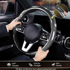 Aimato Car Steering Wheel Cover Carbon Fiber, Ultra-Thin Car Steering Wheel Cover,Comfortable & Breathable Microfiber,Universal Fit for Most Cars, Bright Silver