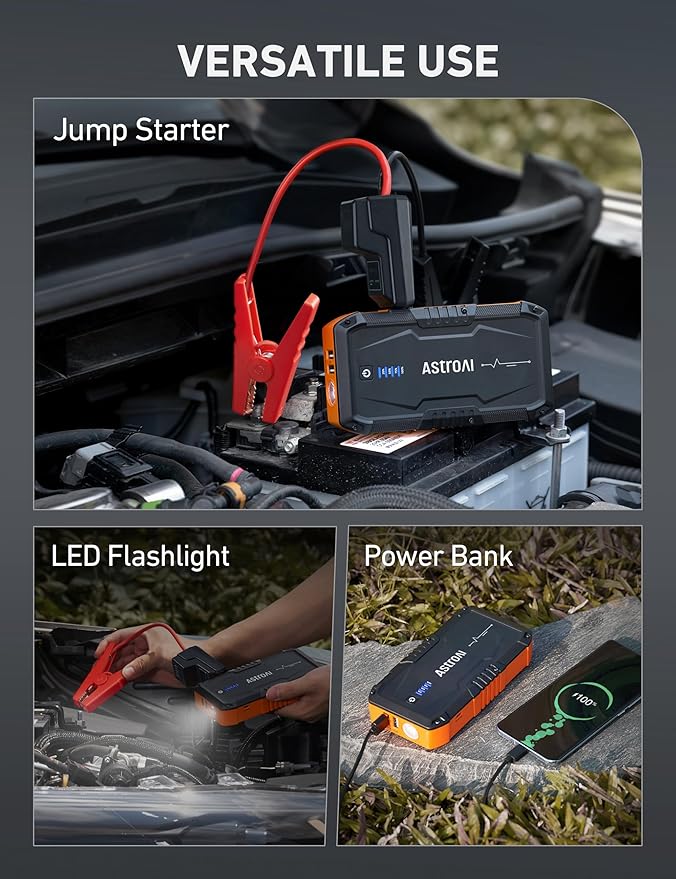 AstroAI S8 Car Battery Jump Starter, Car Jumper Starter Battery Pack for Up to 6.0L Gas & 3.0L Diesel Engines, 12V Portable