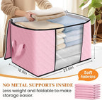 Fab totes 24 Gallons Clothes Storage, Foldable Thick Fabric Blanket Storage Bags, Containers for Organizing Bedroom, Closet, 