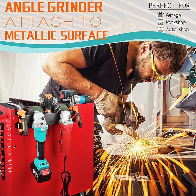 ULIBERMAGNET Angle Grinder Holder, Solid Steel Utility Storage Rack,Heavy Duty Wall Mount Storage Metal Shelf Holder for Angl