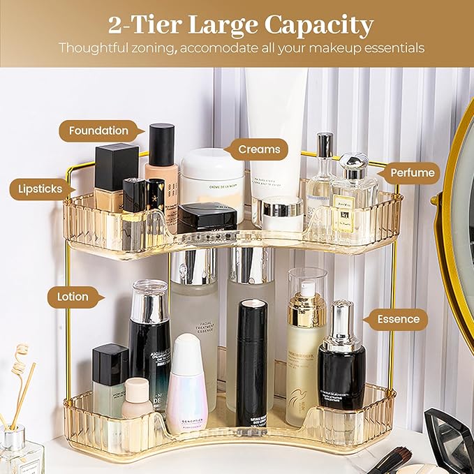 Aveniee Corner Bathroom Counter Organizer, Bathroom Countertop Shelf Makeup Organizer for Vanity Perfume Tray for Corner Stor