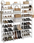 WOWLIVE 9 Tiers Large Shoe Rack White Shoe Rack Organizer for Closet 50-55 Pairs Stackable Heavy Duty Shoe Shelf Shoe Storage