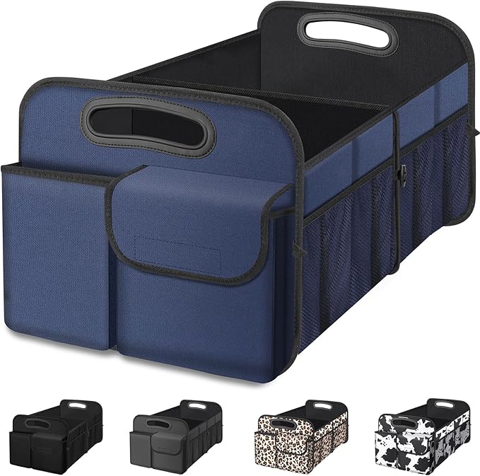 Femuar Car Trunk Organizer, Collapsible, Waterproof, Non-Slip, Blue, 52L, 5 Compartments, Rectangular, Portable, Practical
