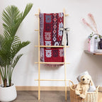 5-Tier Blanket Ladder – 4.8 Ft Wall Leaning Quilt Rack, Farmhouse Blanket Storage for Living Room, Bedroom & Bathroom – Rusti