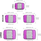 TravelWise Luggage Packing Organization Cubes 5 Pack, Pink, 2 Small, 2 Medium, 1 Large