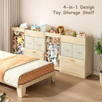 EXPERLAM Toy Organizer and Stuffed Animals Storage, All-in-One Toy Shelf with Stuffed Animal Holder, 2 Drawers, Movable Toy C