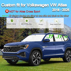 KMF 8pcs Thicken Car Sun Shades for Volkswagen VW Atlas (NOT Cross Sport) 2018-2025 Accessories, Full Car Window Covers Sunshade for Windshield Side Rear, UV Block and Privacy for Camping Outdoor