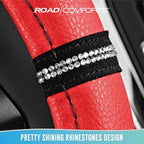 Road Comforts Leopard Steering Wheel Cover for Women, Cute Anti-Slip Microfiber Leather, Universal Fit 14.5-15 Inch Round Ste