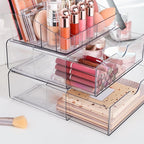 Vtopmart 3 Tier Clear Makeup Organizer with Drawer, Cosmetic Storage for Dresser Countertop and Bathroom Vanity, Beauty Holde