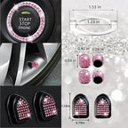 NBTEPEM 30 Pcs Pink Bling Car Accessories Set for Women, Pink Steering Wheel Cover Set, Bling Console Cover, Seat Belt Cushion, Shift Knob Cushion, Cup Coaster, Rhinestone Car Hanging Accessories