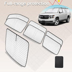 KMF 7pcs Thicken Sun Shades for Chevy Suburban 2015-2020 Accessories, Chevrolet Car Window Covers Sunshade for Windshield Side Rear, UV Block and Blackout Privacy for Camping Outdoor