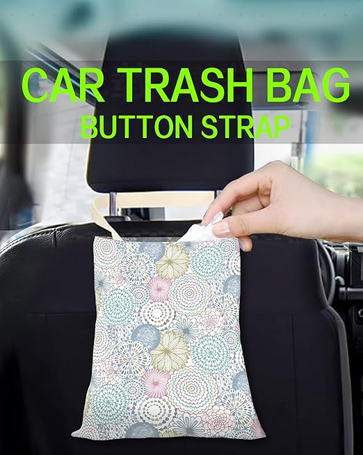 Car Trash Can, Durable Hanging Car Trash Garbage Bag, Cute Automotive Garbage Cans Organizer, Colorful Mandala Pattern