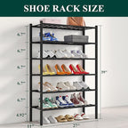 Smiry Shoe Rack, 6 Tier Bamboo Shoe Organizer, Stackable Free Standing Wooden Shoe Storage Shelf for Closet, Entryway, Front 
