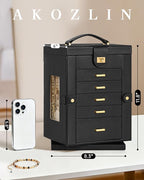 AKOZLIN Jewelry Box 6-Tier Organizer Functional 360° Rotating Jewelry Storage Case for Women Girls Ring Necklace Earring Brac
