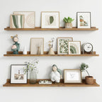 Axeman 48 Inch Floating Shelves | Brown Picture Ledge Shelf Set of 3 | Rustic Brown Wood Wall Shelves with Lip | 48" Picture 