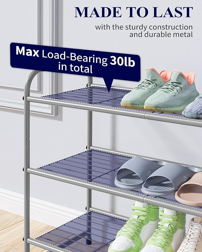 Kitsure Shoe Rack - Stainless Steel Shoe Organizer, Sturdy Shoe Rack for Closet and Front Door Entrance, Free Standing Shoe S