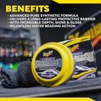 Meguiar's Ultimate Paste Wax, Premium Car Wax for a Deep Gloss with Lasting Protection, Easy to Apply and Remove, Clear Coat Safe, Microfiber Towel and Applicator Included, 8 Oz Paste