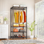 Ulif H4 Mini Portable Closet, 4 Tiers Freestanding Clothing Garment Rack for Small Space, Metal Clothes Wardrobe System for B