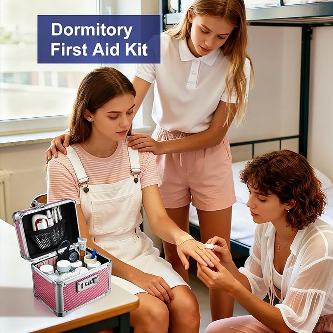 Adazzo Medicine Lock Box with 3-Digit Combination Lock – Pink Lockable Storage Box for Medication, Small Lock Box for Valuabl
