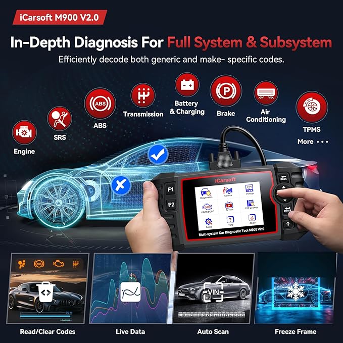 OBD2 Diagnostic Scan Tool for Mercedes Benz/Sprinter, iCarsoft M900 V2.0 Scanner Code Reader for Engine, Transmission, ABS,