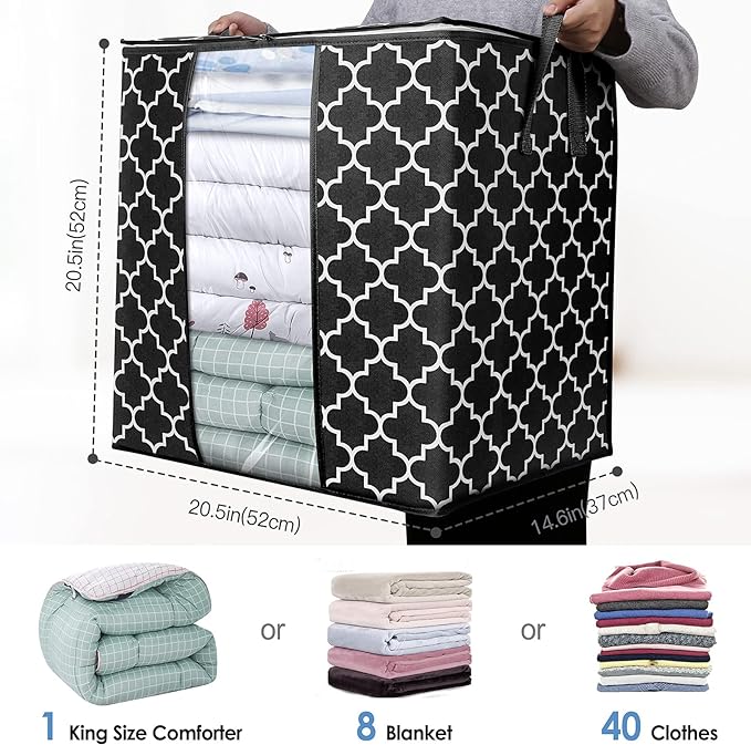 WISELIFE Storage Bags 6 Pack/100L Large Blanket Clothes Organization and Storage Containers for Comforters,Bedding, Foldable 