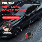 PULITUO Tire Inflator Portable Air Compressor - Car Accessories 12V DC Air Pump for Car Tires with Digital Pressure Gauge, Emergency LED Light for Wheel,Bike, Ball, Motor