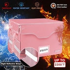 DocSafe Fireproof Document Box with Lock,File Storage Organizer with Zipper Pockets,Collapsible Portable File Box Home Office