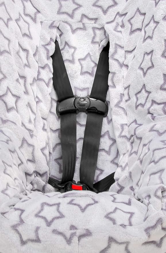 Niko Easy Wash Children's Car Seat Cover & Liner -Minky -Silver Star -Perfect for Winter Weather-Universal Fit -Crash Tested 