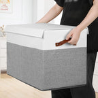 Gowee Large Toy Storage Box with Lid, Sturdy Toys Storage Chest Bin Organizer Basket with Dividers for Kids, Boys, Girls, Nur