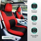FH Group Car Seat Covers Full Set Cloth, Universal Fit combo, Automotive Covers, Low Back Front Airbag Compatible,Split Bench