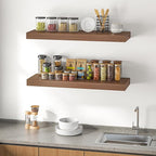 Dreamland 40" Floating Shelves for Wall, 12" Deep Thicker Walnut Floating Shelves, Wall-Mounted Shelves for Bedroom, Living R