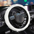 SuperKaKa Steering Wheel Cover, Auto Cute PU Diamond Bling Breathable Soft Comfort Leather Car Interior Accessories Sparkly F