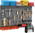 TORACK Metal Pegboard Wall Organizer 4ft Wide, Tool Storage Pegboard System for Garage with Accessories, Wall Mount Storage B