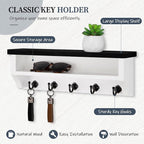 Nekon Key Holder Wall Mount, Wall Organizer Shelf with 5 Key Hooks, Room Decor for Home and Apartment Essentials, Black and W