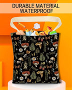 Hanging Car Trash Can Bag - Boho Brown Mushroom Design, Back Seat Organizer for Travel, Camping, Vehicle Accessories
