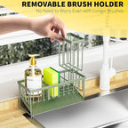 Cisily Kitchen Sink Caddy, Sponge Holder for Kitchen Sink, Kitchen Sink Organzier and Storage with High Brush Holder, 304 Sta