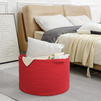 MEGASKET Extra Large Red Basket for Organizing, 22" X 22" X 14" Woven Cotton Rope Bins for Blankets, Baby Nursery Wicker Laun