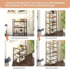 6 Tier Shoe Rack, Stackable Shoe Storage with Mesh Shelves, Holds 12-15 Pairs, Metal Shoe Organizer for Entryway Closet Garag