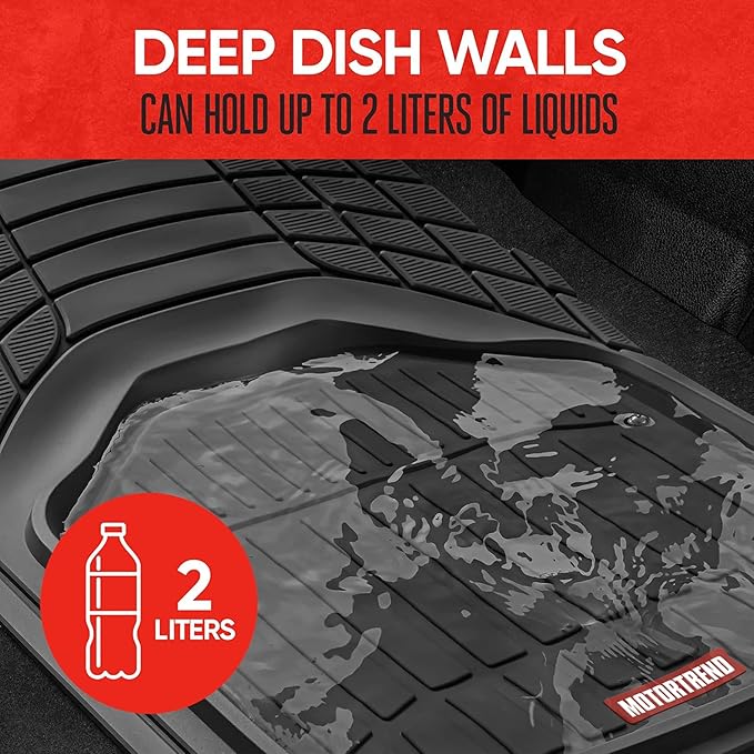 Motor Trend FlexTough Defender Floor Mats for Cars & TrunkShield Trunk Mat Set, Next-Gen Deep Dish Heavy Duty Car All Weather, Rubber Set Auto Truck Van SUV B09VYBHPDK
