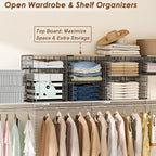 4-Tier Stackable Closet Organizers and Storage, Adjustable Dividers & Wood Top Storage Shelves for Clothes, Wardrobe & Closet